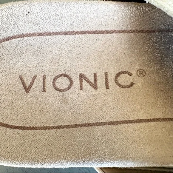 Vionic Marvina Leather Beige Comfort Arch Support Flip-Flop Sandal Women 6 Tan - Picture 11 of 13